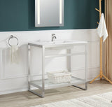 ANZZI Orchard 36" Ultramodern Console Sink (36" W x 34" H), Glossy White Solid Surface Top, Tempered Glass Shelf, Multiple Frame Finishes