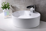 Vitruvius Series 19 in. L x 19 in. W 1-Hole Deck Mount Round Non-Porous Bathroom Vessel Sink in Glossy White Ceramic
