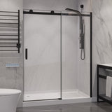 Rhodes Series 57 to 60 in. x 76 in. H Sliding Frameless Shower Door with Tsunami Guard Tempered Glass