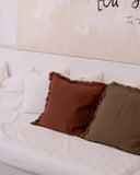 Heavyweight linen deco pillow cover in Chocolate brown