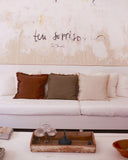 Heavyweight linen deco pillow cover in Chocolate brown