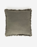 Heavyweight linen deco pillow cover in Dark green