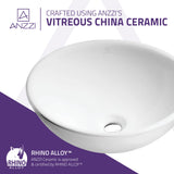 Deux Series 16 in. L x 16 in. W Top Mount Round Non-Porous Bathroom Vessel Sink in Glossy White Vitreous China Ceramic