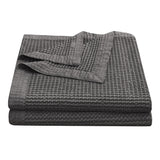 Stonewashed Cotton Waffle Weave Coverlet, Slate