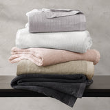 Stonewashed Cotton Waffle Weave Coverlet