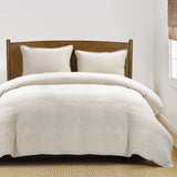 100% European Flax Linen Railroad Stripe Duvet Cover Set