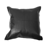 Genuine Leather Embossed Croc Pillow, Black