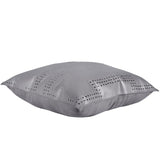 Gray Genuine Leather Geometric Studded Throw Pillow