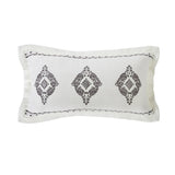Charlotte Oblong Gray Flanged & Embroidered Lace Design Pillow