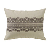 Charlotte Tan Burlap Gray Scallop Lace Design Pillow