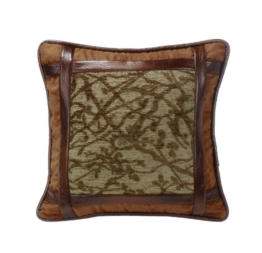 Highland Lodge Framed Tree Faux Leather Pillow