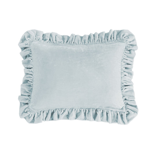 Stella Faux Silk Velvet Ruffled Oblong Pillow