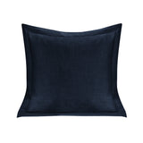 Single Flanged Washed Linen Pillow, Light Gray & Navy
