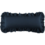 Washed Linen Ruffled Lumbar Pillow, Light Gray & Navy