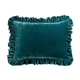 Stella Faux Silk Velvet Ruffled Oblong Pillow