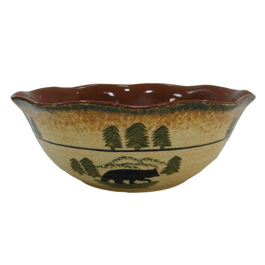 Rustic Bear Ceramic Serving Bowl