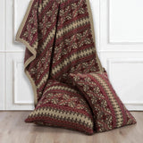 Fair Isle Red & Brown Knit Throw Blanket