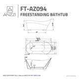 5.58 ft. Freestanding Bathtub in White