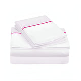 400TC Single Embroidery Sateen Solid Cotton Sheet Set