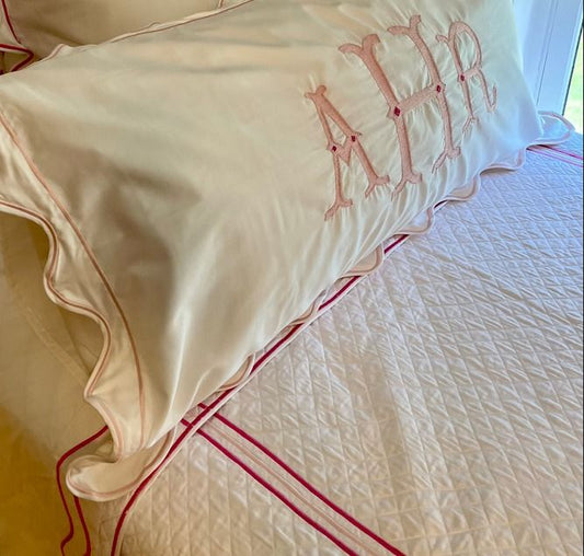 Classic Border Diamond Knitted Cotton Coverlet