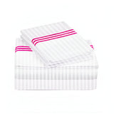 400TC Triple Embroidery Sateen Stripe Cotton Sheet Set