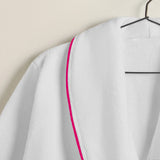 Shawl Collar Cotton Bath Robe with Border Embroidery