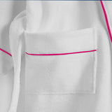 Shawl Collar Cotton Bath Robe with Border Embroidery