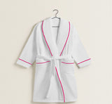 Shawl Collar Cotton Bath Robe with Border Embroidery