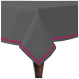 Double Embroidery Border Sateen Cotton Solid Table Cloth - Dark Grey