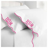 Monogram 400TC Cotton Scallop Embroidery Sateen Solid Sheet Set