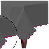 Scallop Embroidery Sateen Cotton Solid Table Cloth - Dark Grey