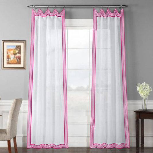 Smart Border 400TC Sateen Cotton Embroidery Curtain (Set Of 2)