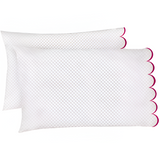Allena 400TC Cotton Scallop Embroidery Sateen Microcheck Pillowcases (Set Of 2)