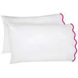 400TC Cotton Scallop Embroidery Sateen Solid Pillowcases (Set Of 2)