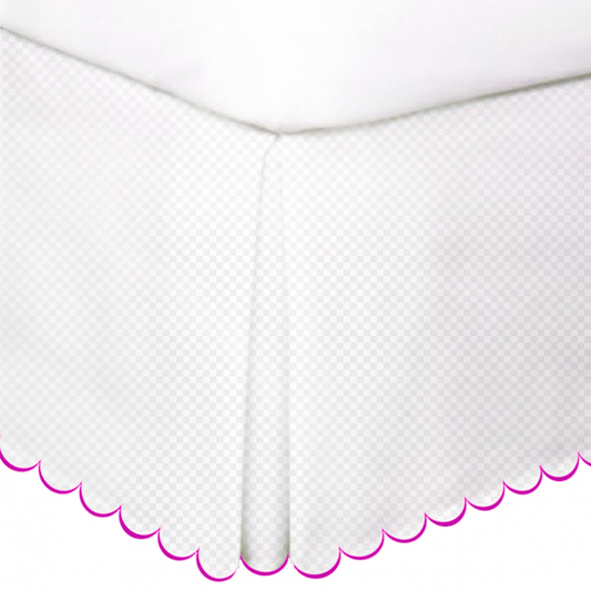 Allena 400TC Sateen Microcheck Cotton Scallop Embroidery Tailored Bed Skirt