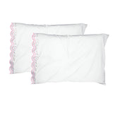 400TC Reverse U Shape Embroidery Cotton Solid Pillowcases (Set Of 2)