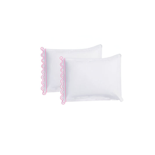 400TC U Shape Scallop Embroidery Cotton Solid Pillowcases (Set Of 2)