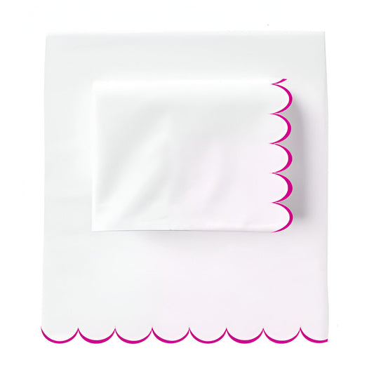 Allena 400TC Cotton Scallop Embroidery Sateen Solid Sheet Set