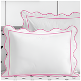 400TC Cotton Scallop Embroidery & Border Sateen Solid Pillow Sham