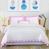 400TC U Shape Scallop Embroidery Cotton Duvet Cover Set