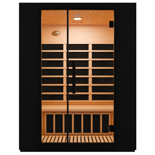 3-Person Infrared Heater Indoor Sauna With Red Light Therapy, Chromotherapy Lights, WiFi Control, Black Canadian Hemlock