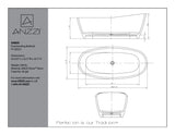 ANZZI Ember Series 66" x 32.5" Freestanding Soaker Tub, Translucent Solid Surface Construction, Ergonomic Design, and Center Drain