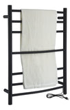 Gown Series 7-Bar Wall Mounted Electric Plug-In Bathroom Towel Warmer Rack in Matte Black Finish Stainless Steel