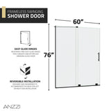 Longboat Series 56 to 60 in. x 76 in. Sliding Semi-Frameless Shower Door with Tsunami Guard Tempered Glass