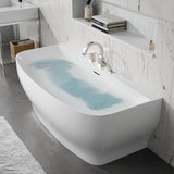 Bank Series 65 in. x 31 in. Flat Bottom Acrylic Freestanding Soaking Bathtub with Center Drain and Faucet