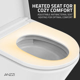 Smart Wall-Hung Elongated Bidet Toilet in White with Auto Lid, Heated Seat, Air Dry, Remot Control, and Night Light