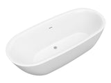 ANZZI Ami Series 30" W Freestanding Soaker Tub with Elegant Curve, Ergonomic Design, Center Drain, Slip-Resistant Texture, and Lifetime Warranty, Glossy White