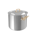 Mauviel Stainless Steel 3-Piece Pasta Set With Brass Handles, 9.7-qt Stock Pot & Insert