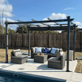 PURPLE LEAF Outdoor Pergola with Retractable Canopy Aluminum Shelter for Porch Garden Beach Shade Pavilion Pergola Modern Backyard Deck