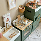 ROBUD Wooden 3 Pieces Kids Kitchen Playset - Vintage Green